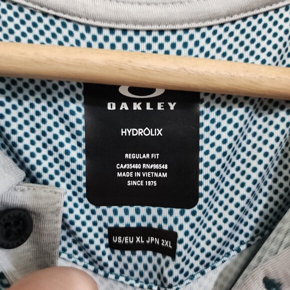 Oakley Men's Sand Block Polo Shirt Blue and Gray Size X-Large - Picture 8 of 13